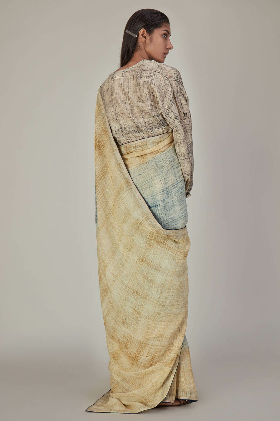 Anavila Brush Stroke Linen Sari