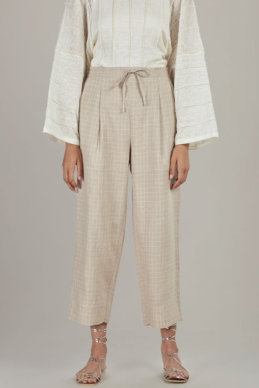 Anavila Big checkered linen trouser