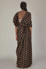 Anavila Printed Checkered Linen Sari