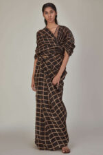 Anavila Printed Checkered Linen Sari