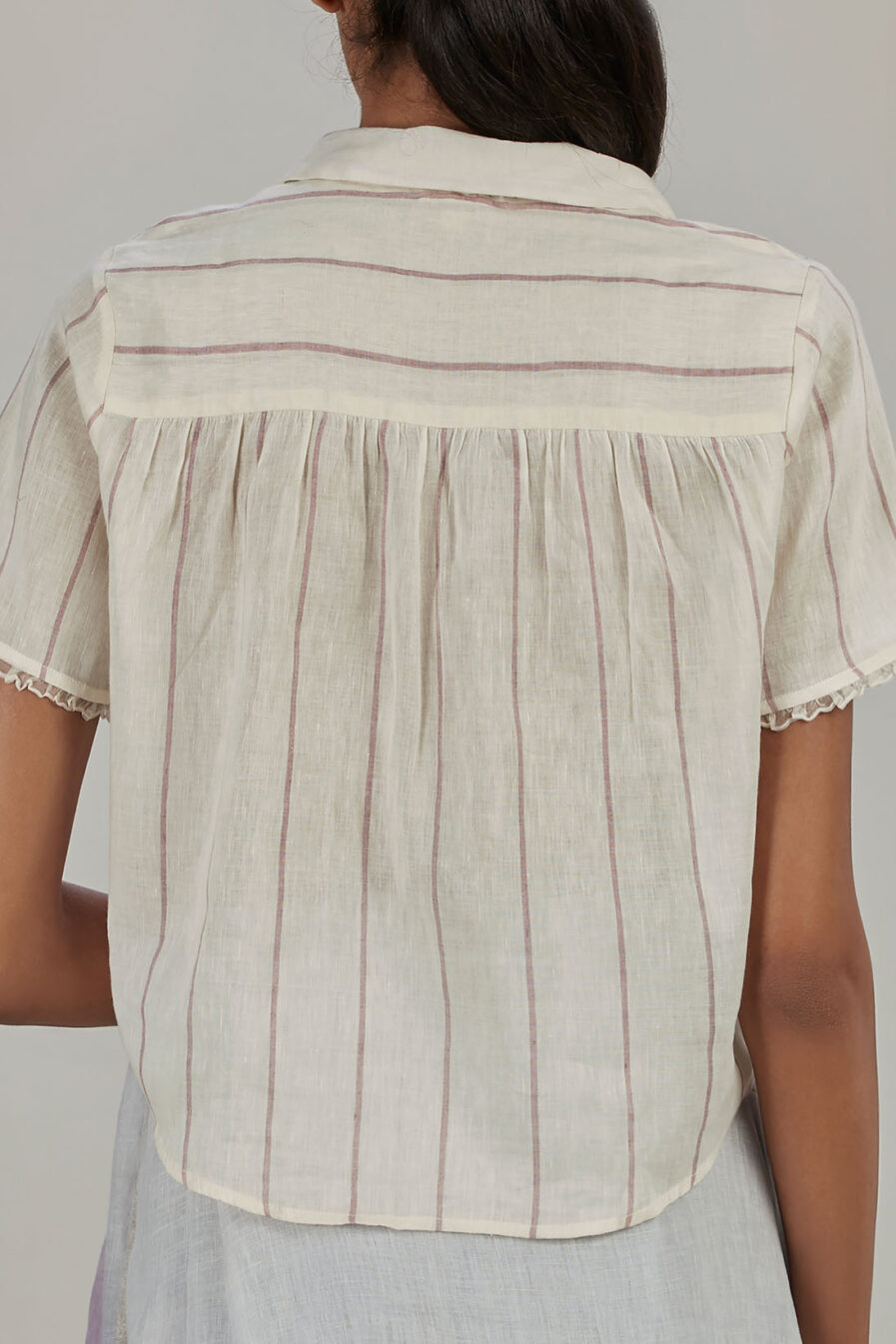 Anavila Shirt collar thin stripe blouse