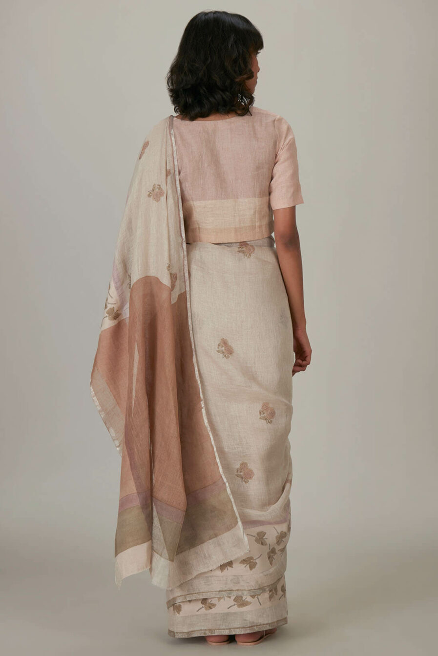 Anavil Lavender Stripe printed sari