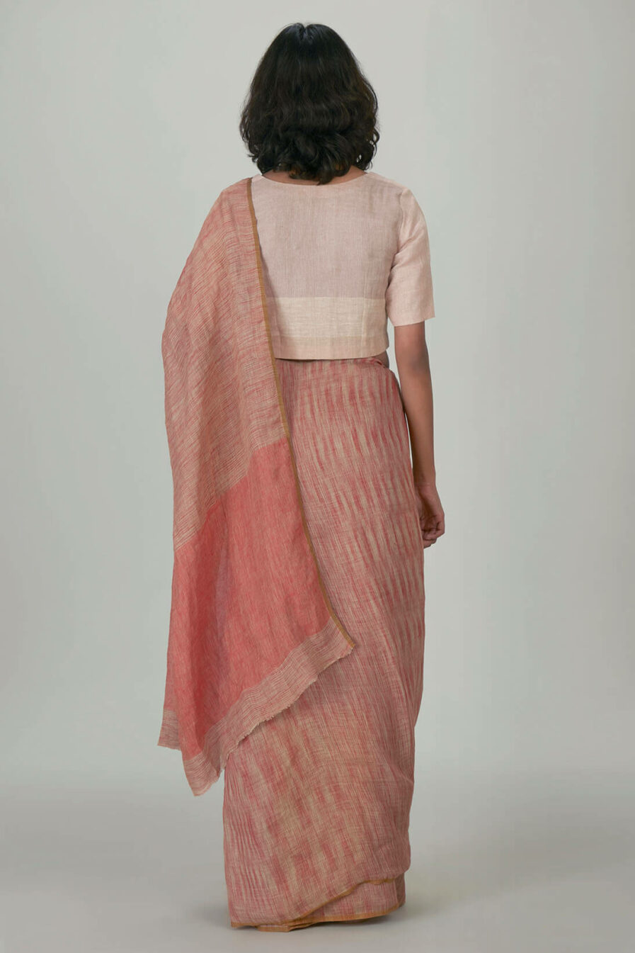 Anavil Rust Tie & dye linen sari
