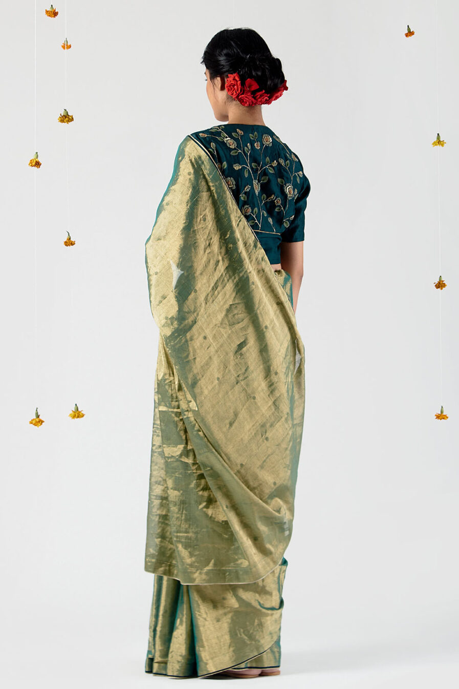 Anavil Metallic polka sari
