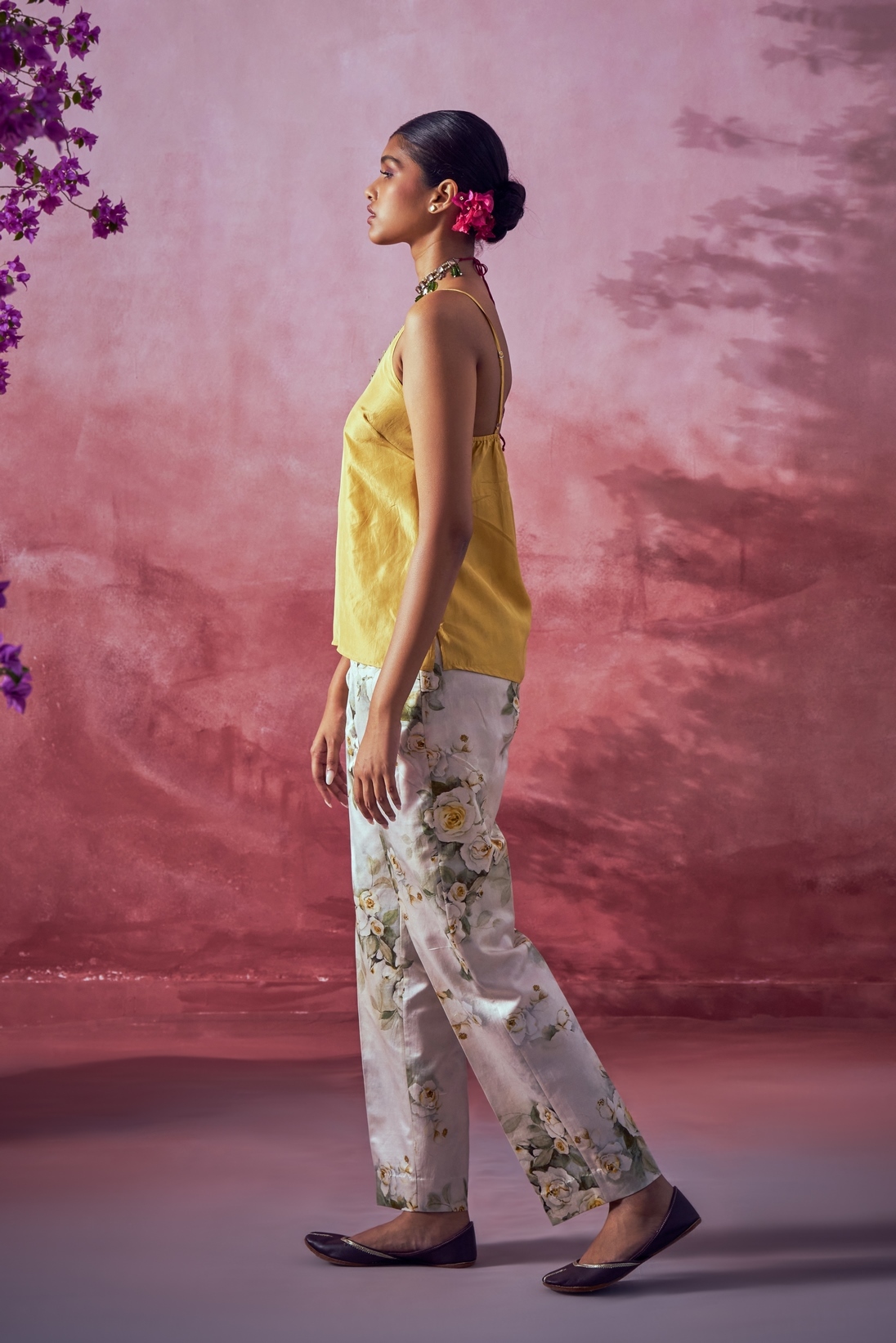 Vanilla Printed Satin Trouser Anavila