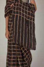 Anavila Printed Checkered Linen Sari