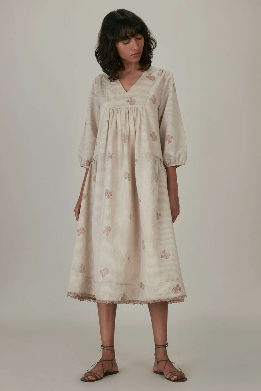 Anavila Blush Block Printed Anne Dress