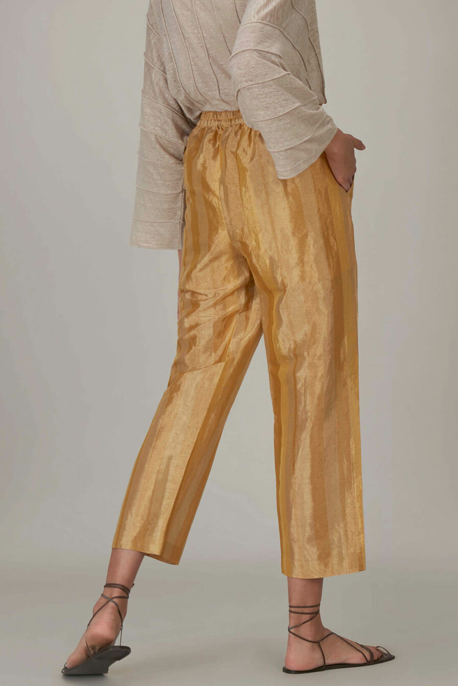 Anavila Yellow Metallic Trouser