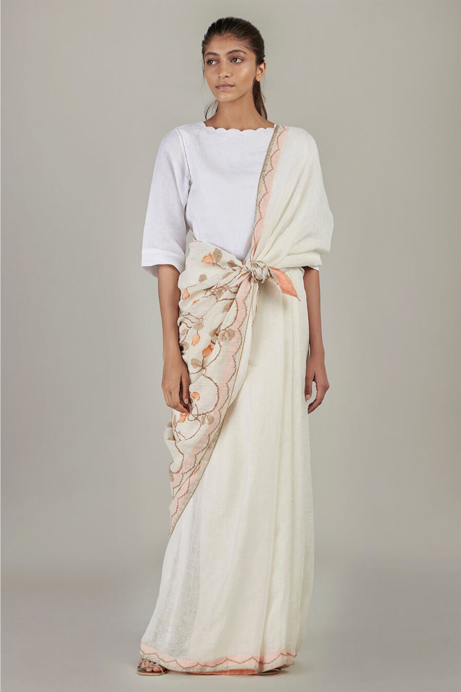 Anavila Scallop detail summer cross stitch sari