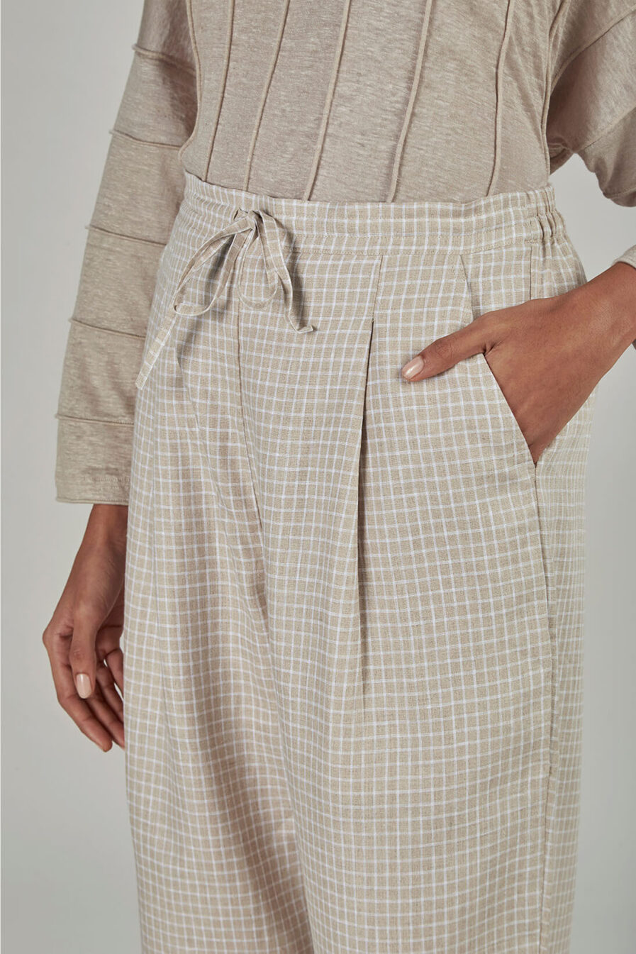 Anavila Small checkered linen trouser