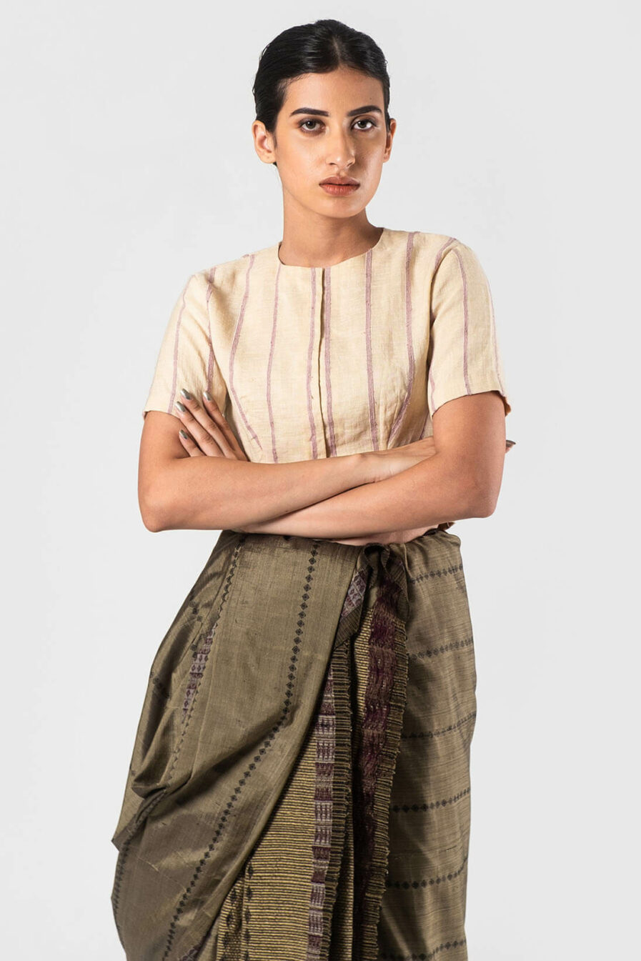 Anavila Beige Cord stripe blouse