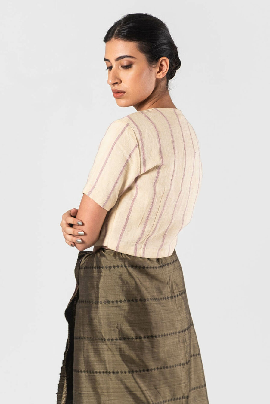Anavila Beige Cord stripe blouse