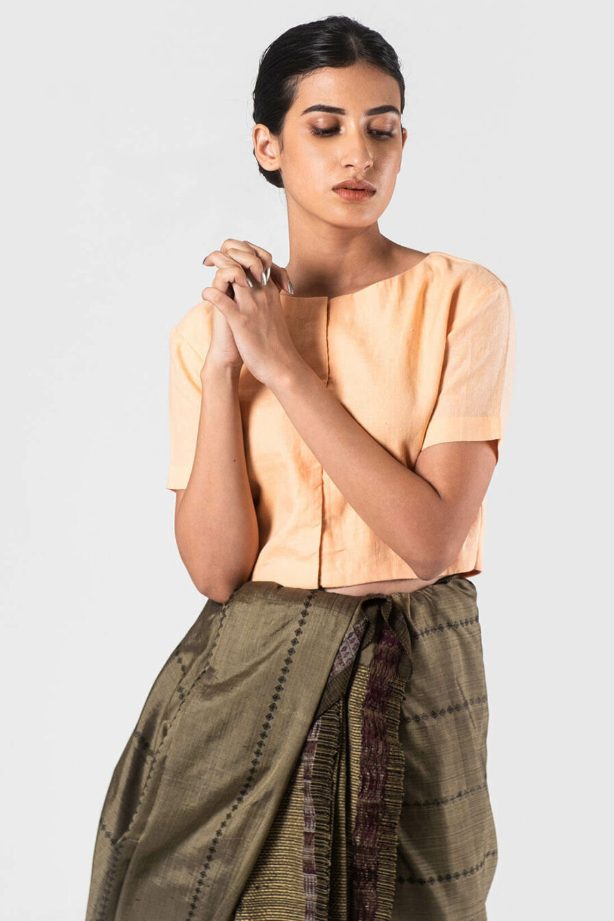 Anavila Peach Basic linen blouse