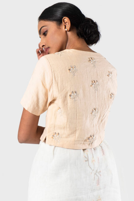 Anavila Peach embroidered khatwa blouse