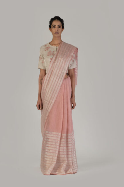 Anavil Silver zari festive sari