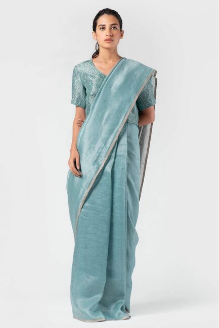 Anavila Periwinkle metallic sari