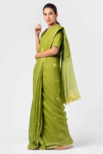 Anavila Basil jamdani linen sari
