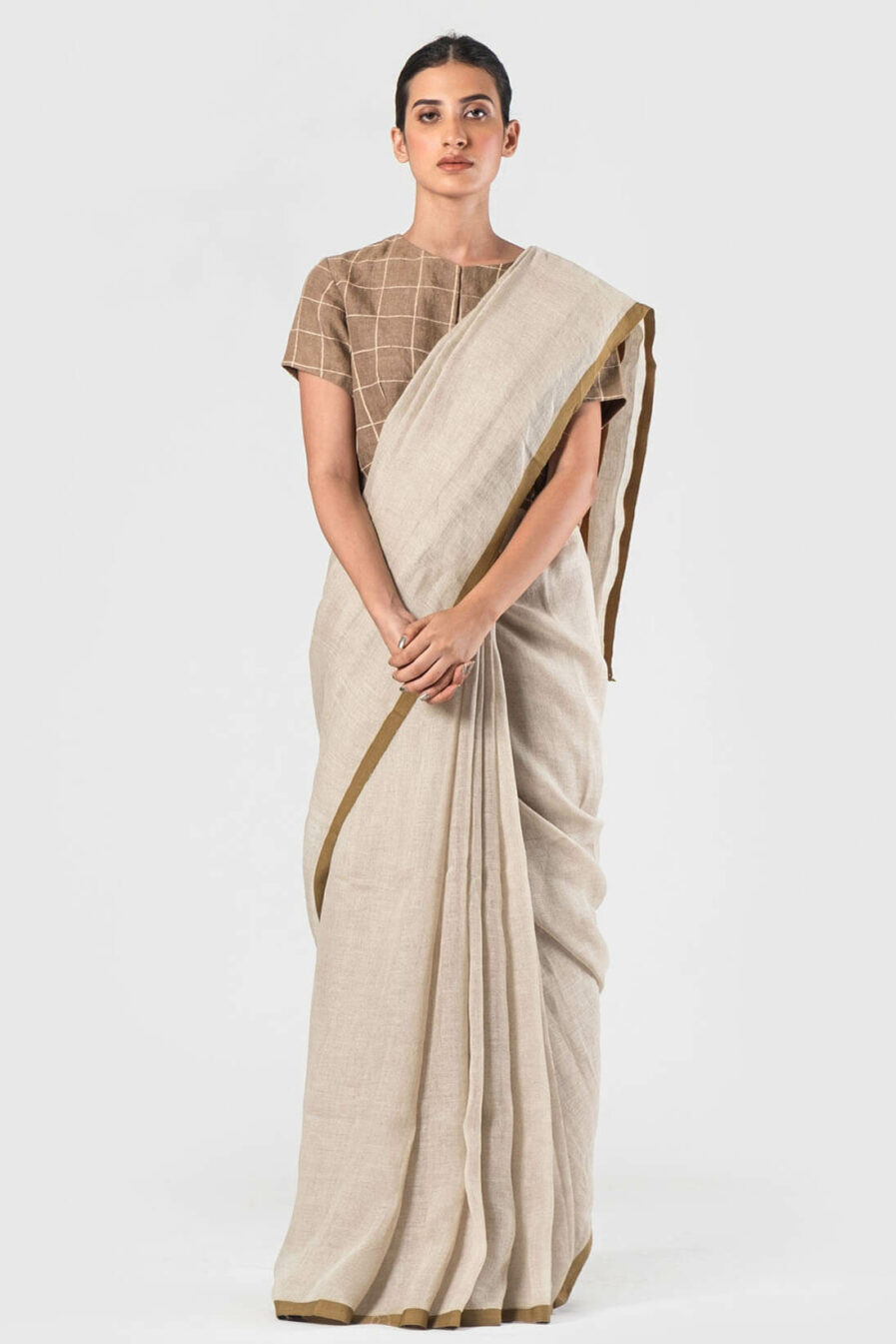 Anavila Natural Contrast selvedge sari