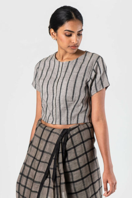 Anavila Grey Cord stripes blouse