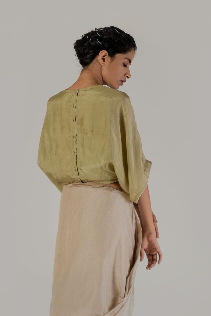 Anavil Cardamom Silk kaftan blouse