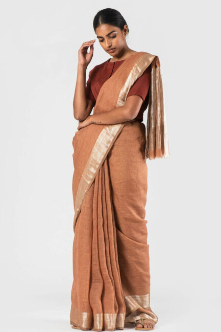Anavila Madder Festive jacquard sari