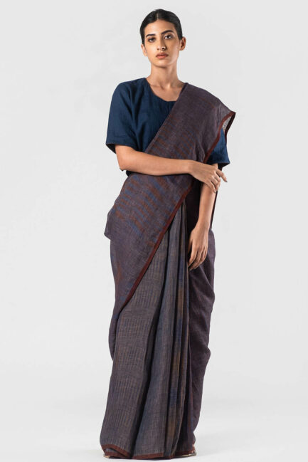Anavila Indigo natural tie dye sari