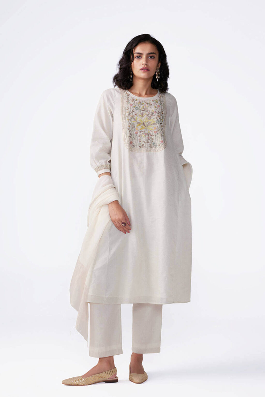 Ochre Applique Kurta Set