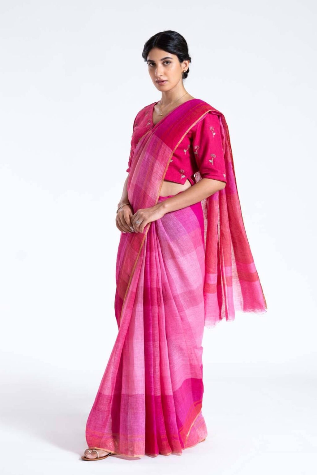 Hazari Mogra Linen Sari