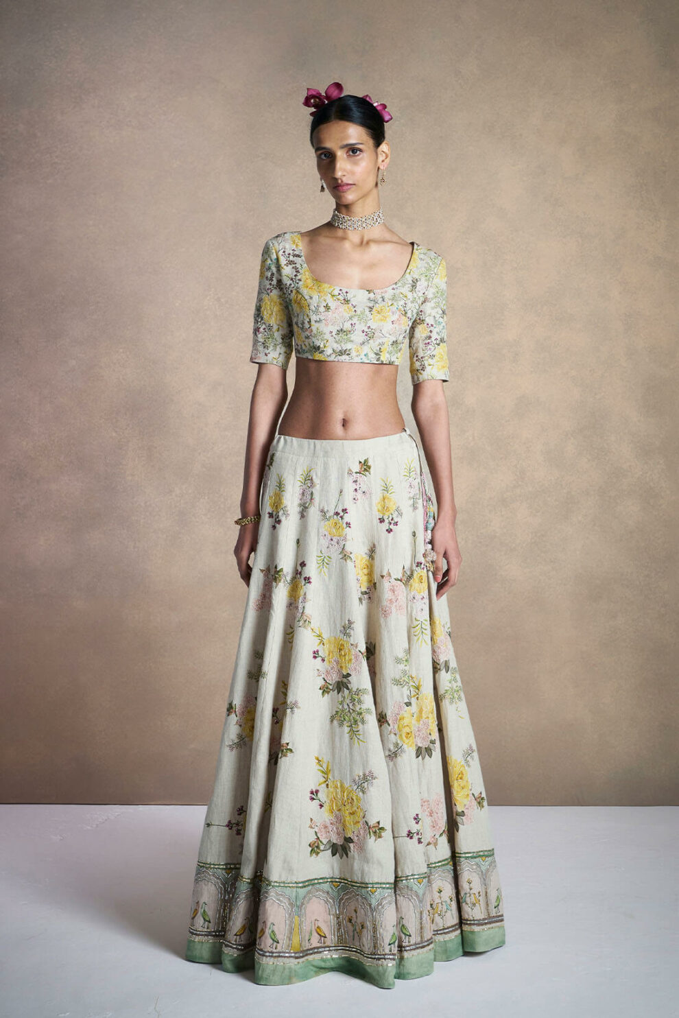 Yellow Cotton Lehenga Suit